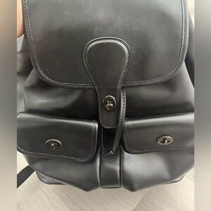 Coach heritage men’s backpack in black refined calf leather